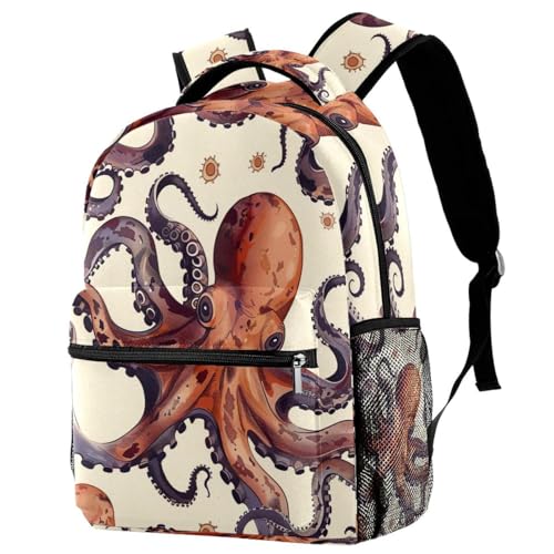 Sac à dos d'école orange foncé multicolore taille unique pour filles et garçons avec porte-bouteille