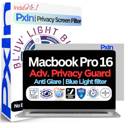 Image of PxIn TechnoEye 16 Inch MacBook Pro Privacy Screen Filter - No Eye Strain | Anti-Blue Light + Anti-Glare | Privacy Screen Protector
