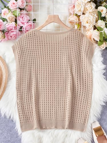 Image of Verdusa Women's Hollow Out Sheer Knit Top Dolman Sleeve Pullover Cover Up