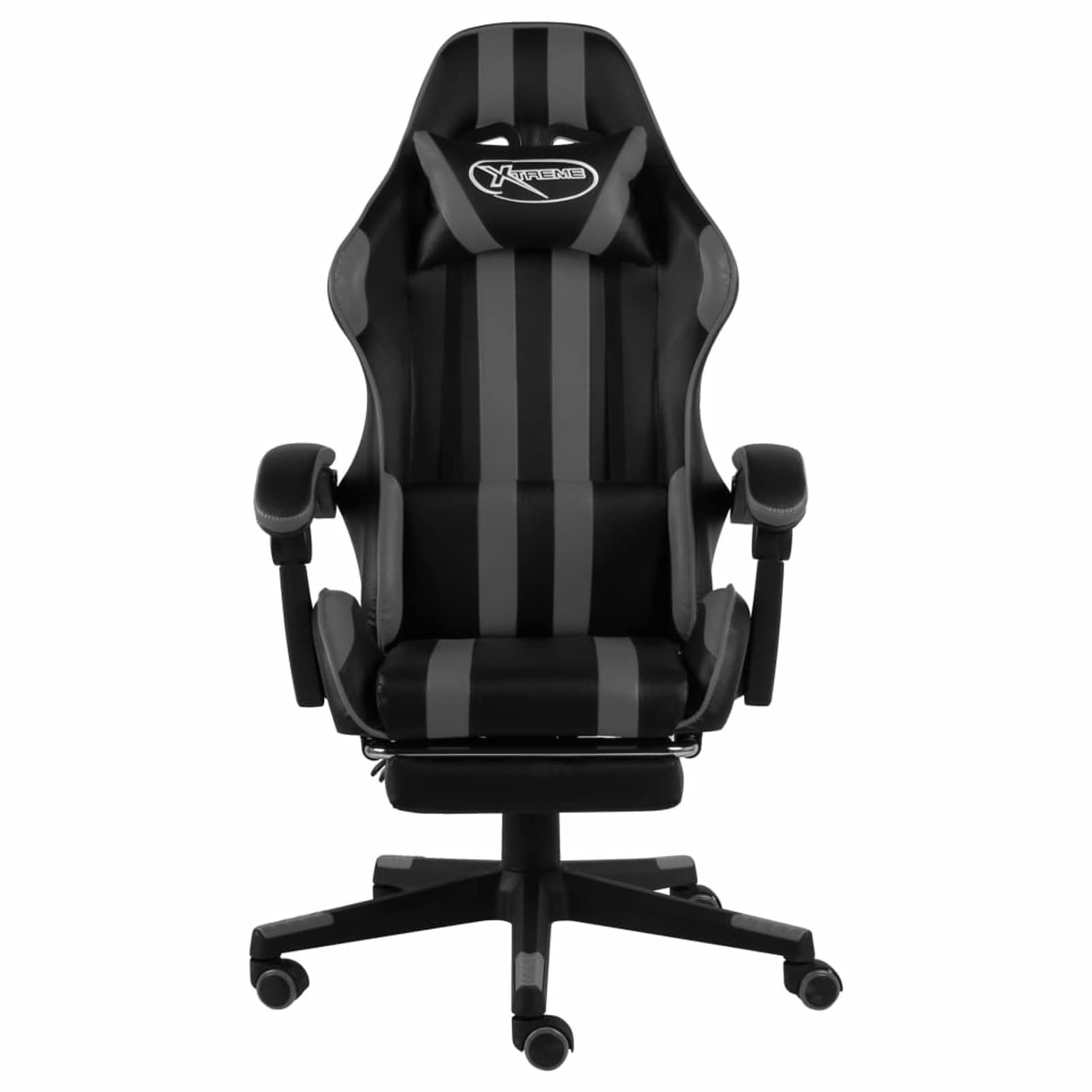 Tidyard Sedia da Gaming,Sedia da Gioco,Sedia Gaming Ergonomica,Sedia Gamer,Sedia Gaming da Ufficio,Poltrona Ufficio con Schienale,con Poggiapiedi & Poggiatesta,Sedia in Similpelle Nero e Grigio