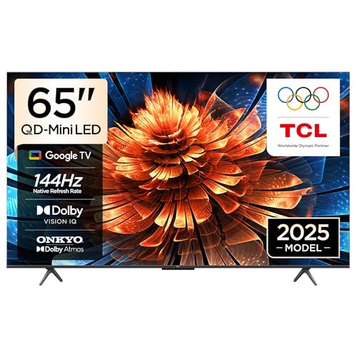TCL 65 inç Akıllı TV 65Q6C 4K QD-Mini LED Renkli Quantum Crystal HDR10+ Oyun Google TV, 144Hz Doğal Yenileme Hızı, ONKYO 2.1 Hi-Fi Ses Sistemi, Dolby Atmos, Yapay Zekâ Modu, Game Master