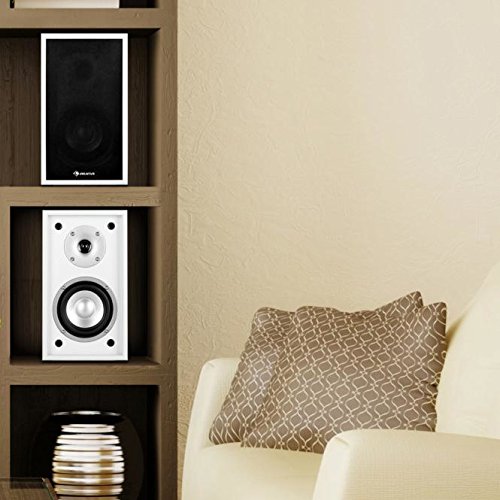 AUNA Linie-300-SF-WH/BK Paire d’Enceintes d’étagère passives (2 Voies Bassreflex 70W RMS, subwoofer 13cm de 5″, Contacts plaqués Or) – Blanc - Les Beatles, Paul McCartney, John Lennon, RIngo Starr, George Harrison AUNA Linie-300-SF-WH/BK Paire d’Enceintes d’étagère passives (2 Voies Bassreflex 70W RMS, subwoofer 13cm de 5", Contacts plaqués Or) - Blanc – Image 6