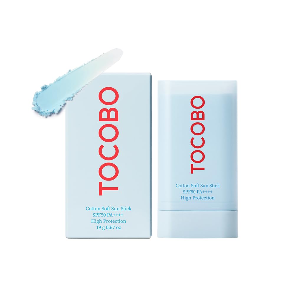 TOCOBO - Barra Solar Suave De Algodón SPF50 PA++++ 19g, para Piel Mixta-Grasa, Acabado Mate y Toque Seco, Uso Diario