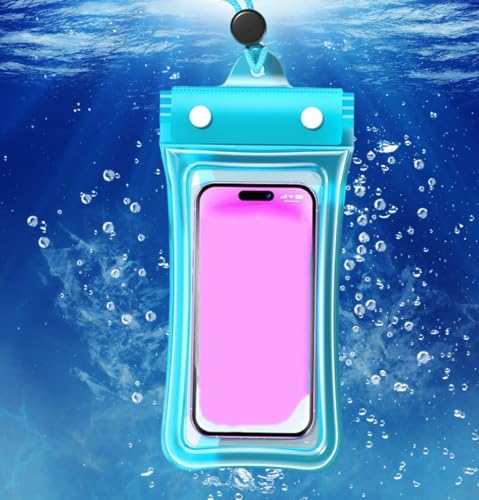 Bolsa impermeável para celular, bolsa flutuante à prova d'água com tela sensível ao toque, capa universal para celular, fotografia subaquática para natação, rafting, mergulho (azul, 26 x 11 cm)