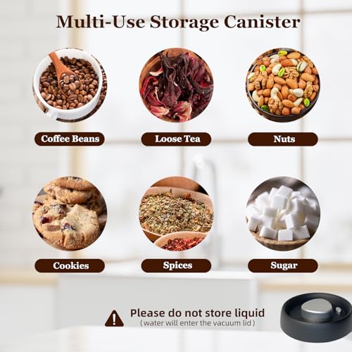 HelpyLife Vacuum Glass Jar with Airtight Lid,1800ml/61floz Borosilicate Glass Coffee Canister Container,Perfect for Coffee Beans & Grounds,Loose Leaf Tea,Candy,Sugar,Nuts,Spices - Image 6