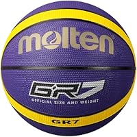 Molten GR Premium Rubber Basketball | Indoor/Outdoor Play | Durable Pro Pebble Grip Texture | Reaction Training | Size 7 | For Boys age 14 plus & Adults | Purple & Yellow