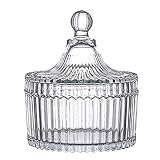 L.BAN Sucrier en Verre avec Couvercle en Verre, Pot sucré en Chocolat avec Couvercle en Cristal, 6,7 cm x 10,0 cm