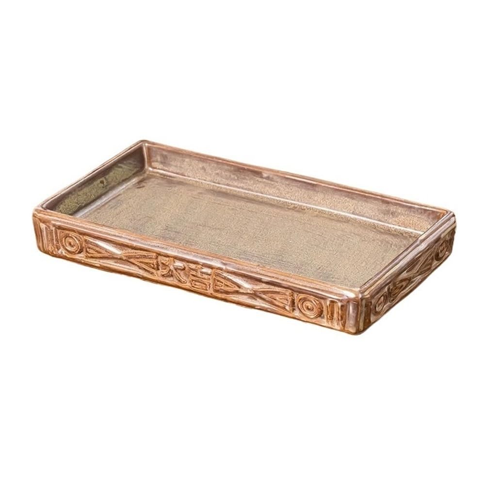 Plant Saucer Rectangles Vintage Ceramic Flower Pot Drip Tray(Small)