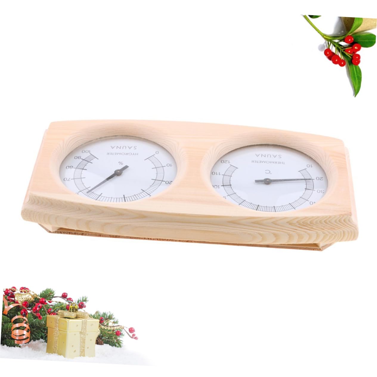 Thermomètre en Bois Beige à Cadran Clair pour Sauna