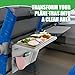MABOZOO Airplane Tray Pocket Organizer, Foldable Airplane Tray Cover With Pockets Airplane Seat Back Organizer for Travel, Hanging Storage for Personal Items on Plane, Gray