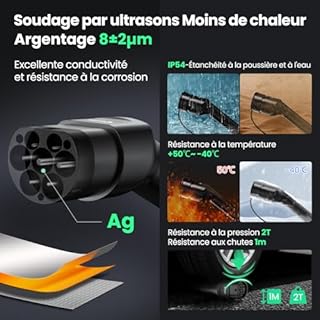 GONEO Câble de Recharge Type 2 22KW 7M 32A Voiture Électrique Triphasé Type 2 à Type 2 EV/PHEV Câble avec Sac de Transport Compatible 3/S/X/Y/e-208/ID.5/E-Tron/IONIQ 5/ Zoe/e-Golf