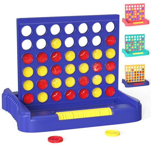 Pup Go 4 en Raya, Juego de Mesa Clásico y Familiar Desde 3+ años, Juguete Divertido Estrategia Educativo, Portátil para Viajes para 2 Jugadores, Tablero Plegable con 6 Discos de Repuesto