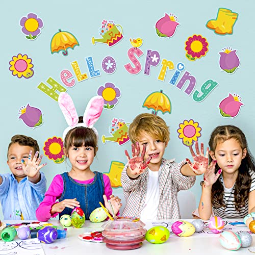 Décoration de fleurs Hello Spring pour école et classe