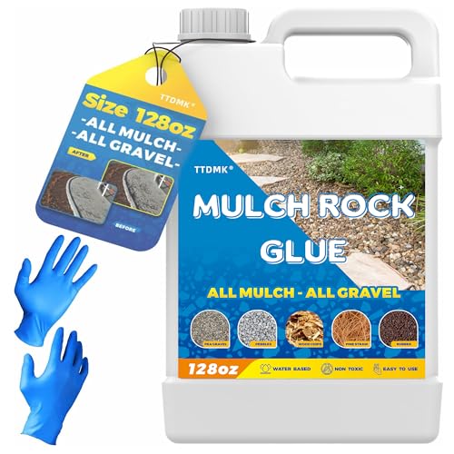 All Purpose Concentrate Rock Glue, Mulch Stone Glue, Pea Gravel Glue, Non Toxic Gravel Glue, Fast Drying Mulch Landscape Lock Adhesive, Mulch Pebble Glue for Landscaping, Stone, Bark, Pea Gravel ROC