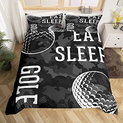 Jerry Fabrics Golf Bettwäsche Golfspiel 140 x 200 cm 6 Homewish Golf-Bettwäsche, Einzelbett, Tarnmuster, Bettbezug, Essen, Schlafen, Golf-Druck, Bettbezug, Sport-Thema, Bettbezug, Golf-Geschenke für Männer, dekorativ, 2-teilig, weich, keine Bettdecke