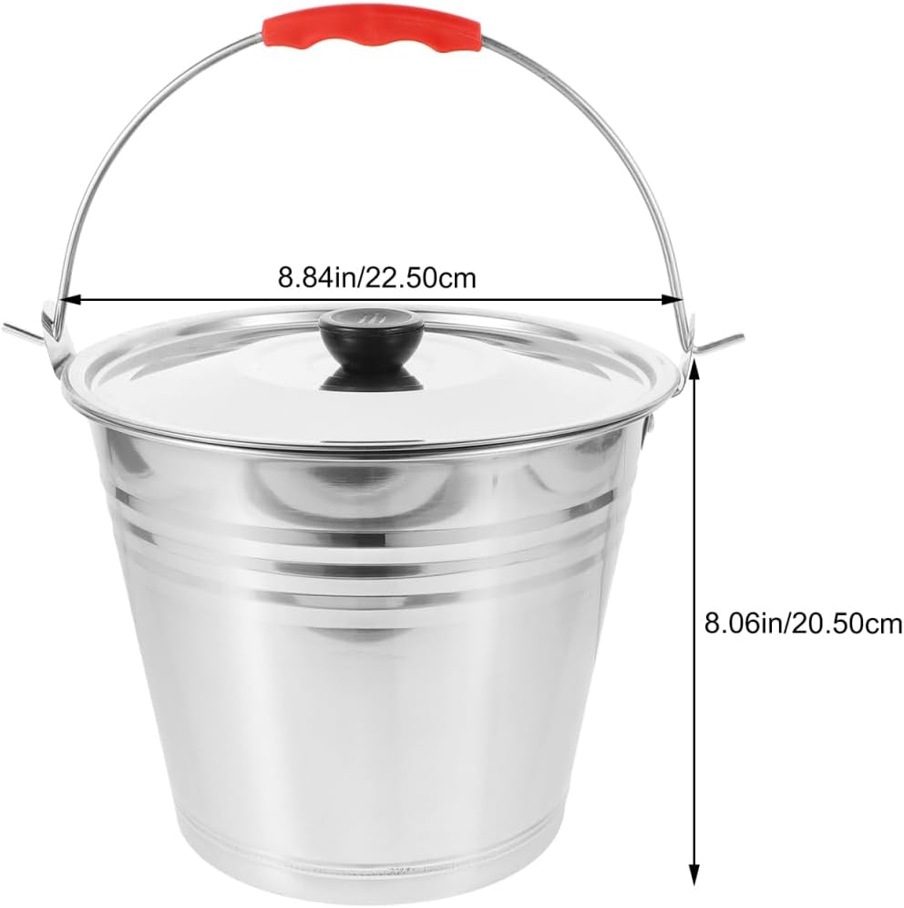 Toddmomy Household Water Bucket with Lid 8.85 Inch Multi-Purpose Milk Pail for Home Kitchen Bar and Ranch Use