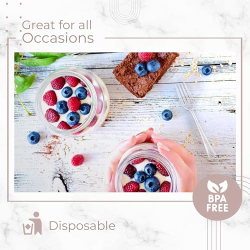 Exquisite Mini Disposable Clear Forks For Desserts - Pack Of 100 Dessert Forks – Size: 4 Inch - Color: Clear - Real Flatware Look - BPA Free - Food Safe