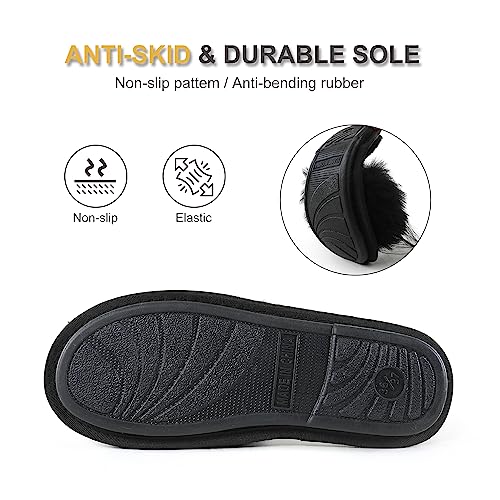 Image of Fur Story Women's Furry Slippers Open Toe Fuzzy Slippers Memory Foam Fluffy House Sandal