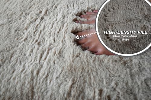 Image of Softest Carpets for Living Room - 4x6 Feet Small Solid Fur Rug | Ultra Soft, Washable, Non-Slip for Bedroom | Premium Handmade Rug | Made in India (Beige)