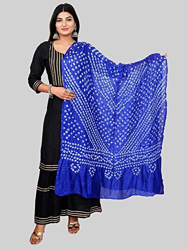 Image of PK HUB Women's Jaipuri Rajasthani Art Silk Bandhej Bandhani Dupatta
