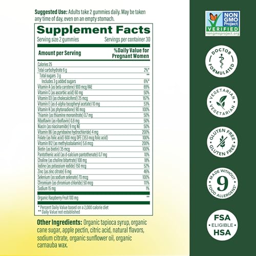 MegaFood Baby & Me 2 Prenatal Gummies, 18 Nutrients, Red Raspberry, 60 Ct - image 2