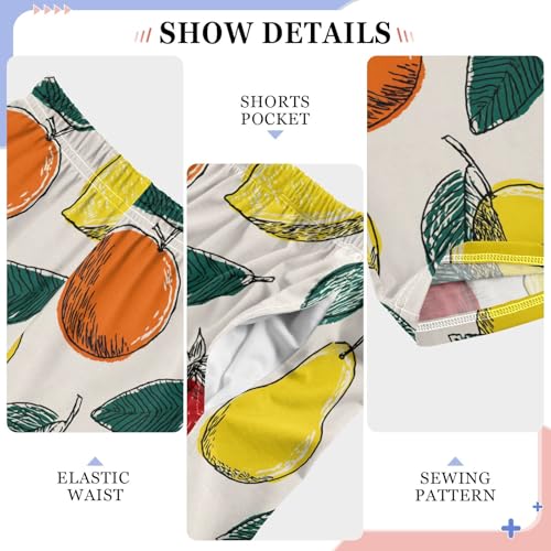Pajama Pants Lounge Sleep PJ Bottoms Sleepwear Elastic Waist Drawstring S Strawberry Lemon Orange Apple4