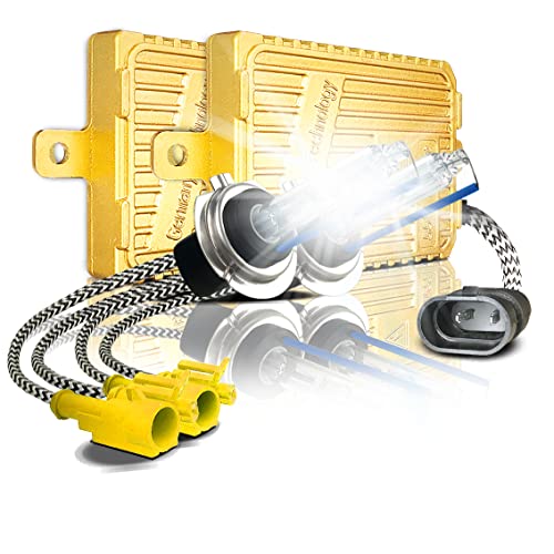 12V 55W Heavy Duty AC HID Xenon Bulbs Bundle with AC Digital CANBUS Slim Ballasts No OBC Error for 12V Vehicles (6000K Daylight White, H1)