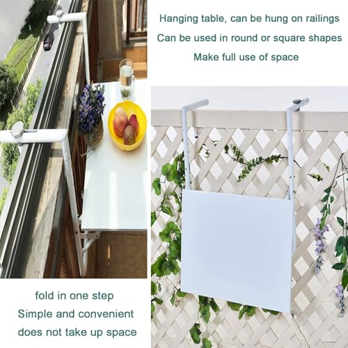 Table de balcon suspendue pliable réglable pour optimiser les garde-corps étroits