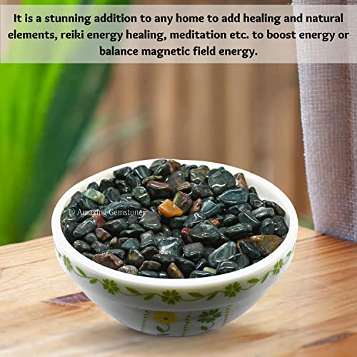 Image of Amazing Gemstone Bloodstone Crystal Chips Aquarium Gravel Rocks - Bloodstone Chips Bulk Fish Tank Gravel, Small Tumbled Stone Chips and Tiny Crystals for Decoration (Natural AAA Grade Gemstones)