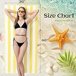 Touchat 4 Pack Cabana Stripe 250GSM Polyester Lightweight Quick-Dry Beach Towel & Blanket Combo- 30'' x 60'' Compact Travel Towel for Pool, Camping, Gym, Yoga | Ultra-Portable, Multi-Functional，Yellow - Image 3