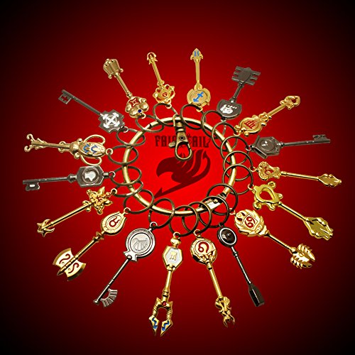 econoLED Fairy Tail, 25Pcs Fairy Tail Lucy Heart Key Chain Celestial Spirit Gate Pendant Set Keychain for Children Kids Christmas Thanksgiving Day Birthday Gifts - Thumbnail 3