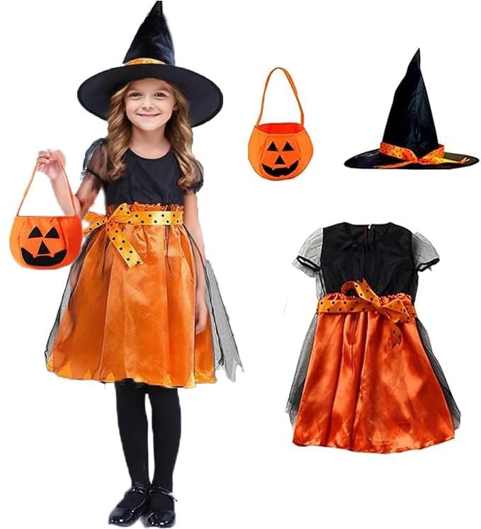 TaiXinYuly Disfraz De Bruja De Halloween, Disfraces Bruja,Falda de Calabaza, Ideal para Halloween, Carnaval y Navidad，para Fiesta Cosplay Carnaval (120)