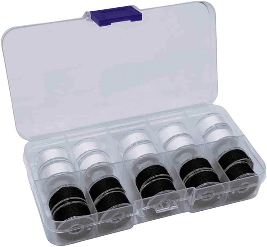 40 Pcs Sewing Machine Bobbin Thread Set (with Storage Case), Pre-Wound Bobbin Set, Suitable for Brother, Babylock, Janome, Kenmore, Singer, and Elna Sewing Machines (Black and White)