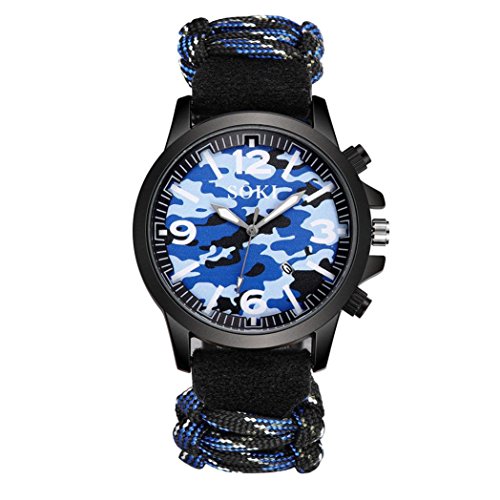 Toamen Relojes Reloj para Hombres, Cuarzo De AleacióN AnalóGica De Nylon De Camuflaje De Moda (B)
