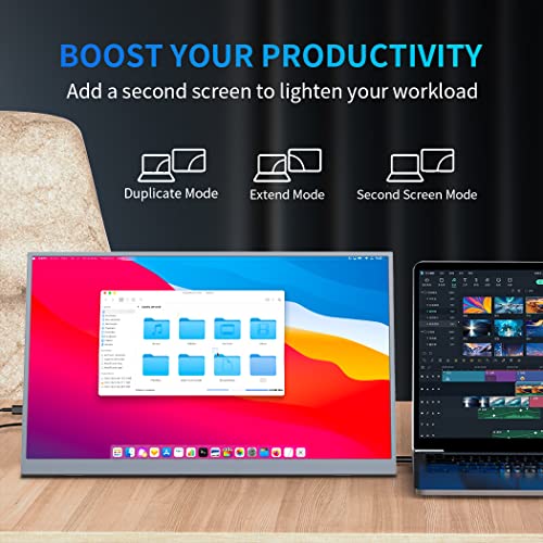 Image of Portable Monitor 18.5 inch,300cd /m 100% sRGB, 1080P FHD IPS Portable Big Screen with Stand,HDMI & Type-C Ports External Display for Laptop Mini PC Mac Xbox Switch PS5 Phone