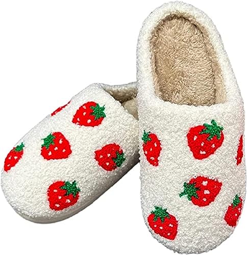 Image of LNERIP Animal Slippers Fruit Slippers Plant Slippers Various Cartoon Patterns Fluffy Soft Memory Foam Retro Indoor Outdoor Home Couple Shoes