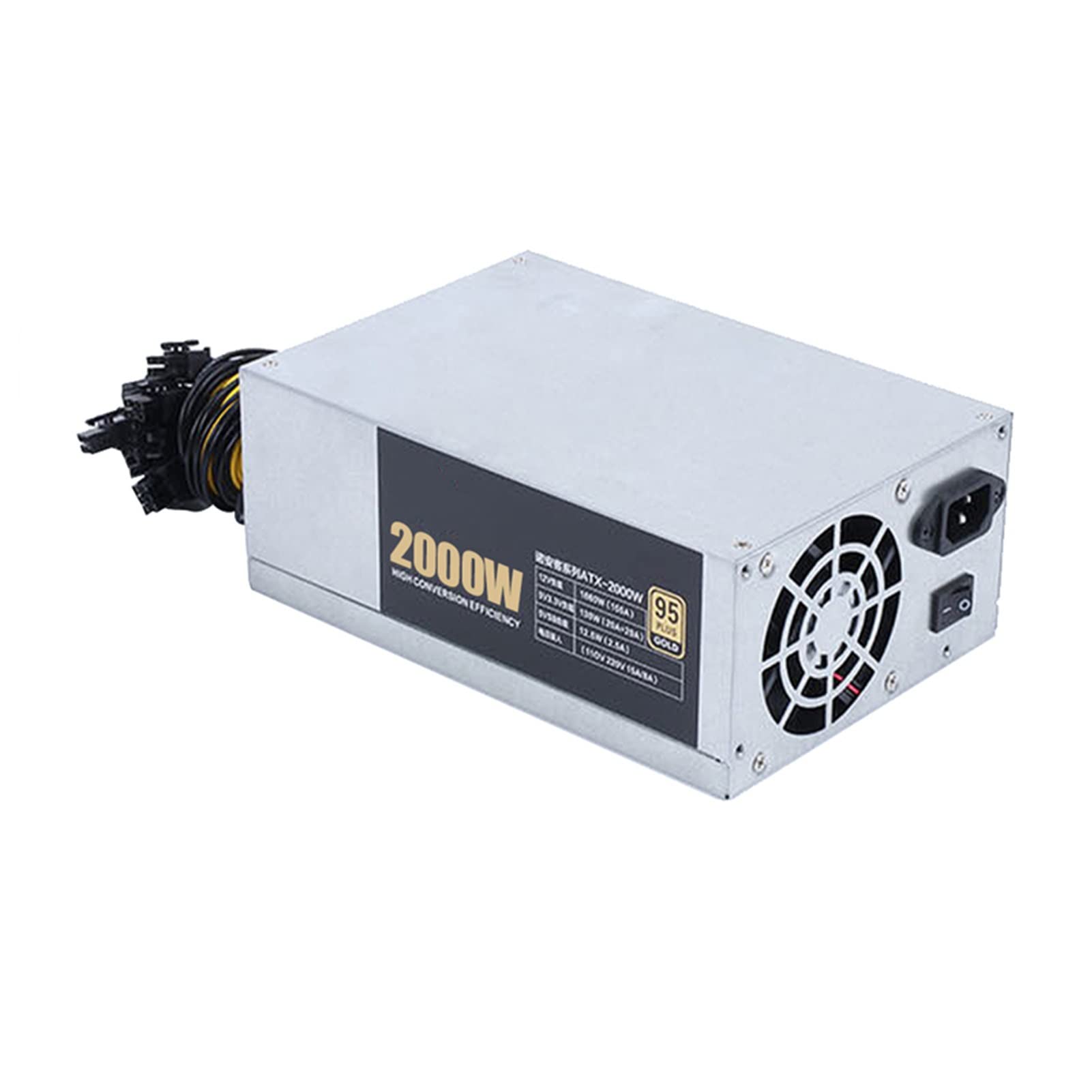 Maisize3200/2600/2400/2000W ETH Bitcoin Mining Power Supply 180-240V 10x6Pin 95% Efficiency Power Supply For Ethereum BTC Bitcoin Miner (Color : 4U 2000W)