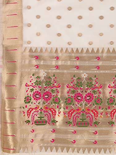 Image of DEVANGI Women's Woven Banarasi Silk Dupatta /Chunni For Women, Floral Print 1 Meter Wide and 2.3 Meter Length Printed Designer Dupatta /Chunni For Girls