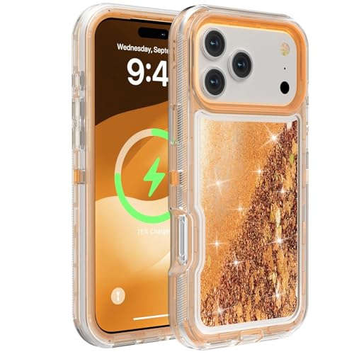 Coque antichoc iPhone 15 Plus silicone rigide paillettes or rose