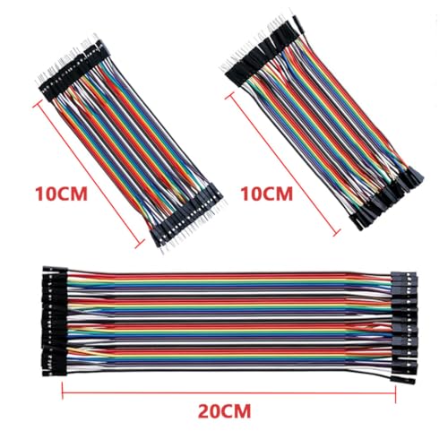 120pin Jumper Wire 40x 10cm、40x 20cm, Male to Female，Male to Male, Female to Female Jumper Wires Breadboard, Kabel Steckbrücken 28AWG Drahtbrücken für M2M/F2M/F2F Arduino
