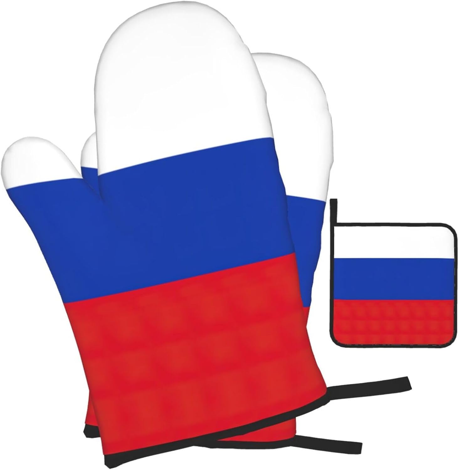 Russian Flag Print Heat Resistant Microwave Gloves, Used for Baking, Cooking, and Fashion Kitchen Essentials