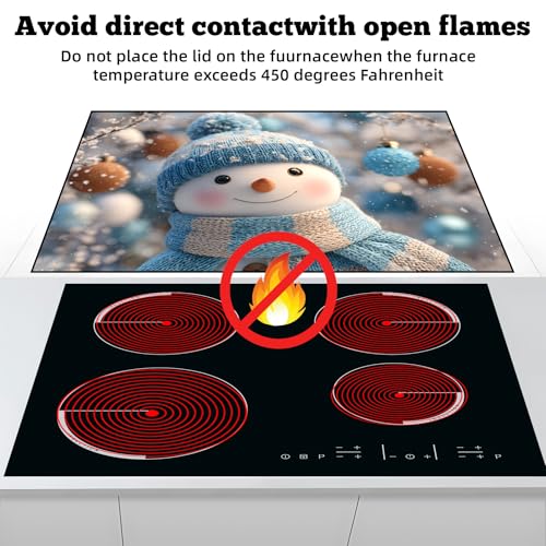 Image of Christmas Multi-Design Stove Cover for Glass /Electric Stoves - 3-in-1 Heat-Resistant Protector Mat, Non-Slip Drying Rack 28 inchx20 inch