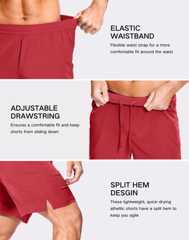 Image of GGJ Men's Lightweight Athletic Shorts with 2 Zipper Pockets 7 inch /9 inch /5 inch Gym Workout Running Quick Dry Tennis Shorts for Men