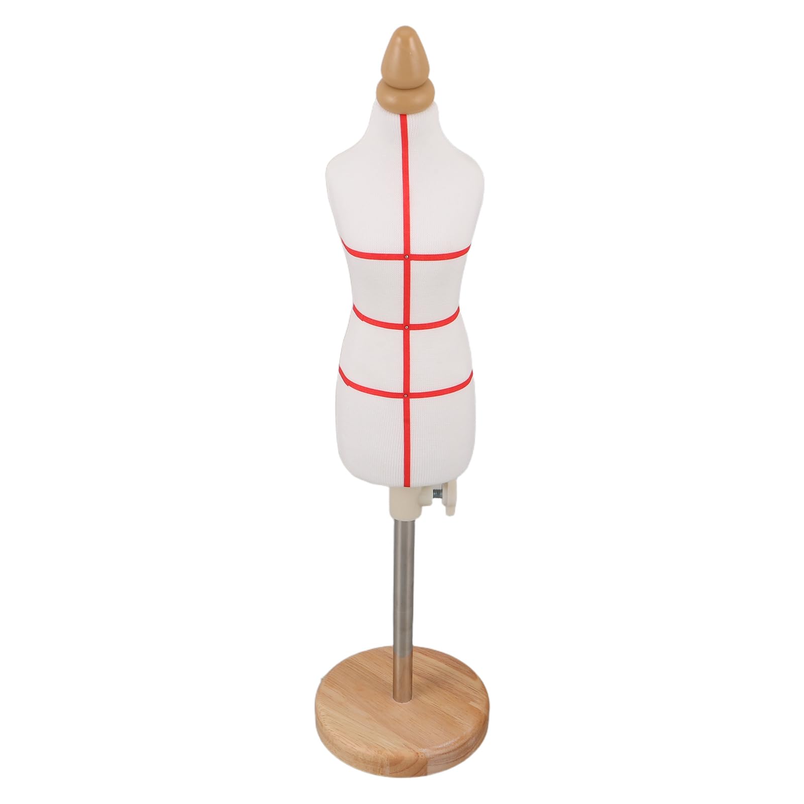Veemoon Maniquí de Costura Femenino Miniatura Ajustable 31-48 Cm, Torso de Algodón Claro 1/4 Base de Madera, Maniquí para Diseño de Moda, Confección y Exhibición de Vestidos