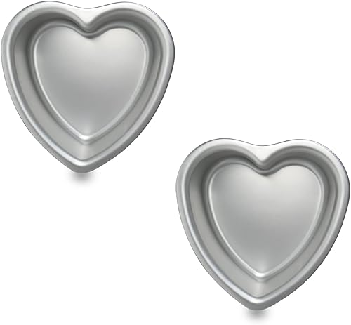 ObiozZ Juego de 2 moldes para pasteles en forma de corazón de 8 pulgadas, moldes para pasteles en forma de corazón, molde de aluminio de 3 pulgadas