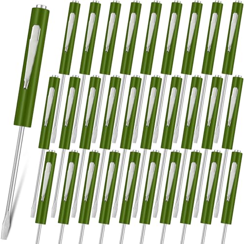 Image of Minatee 30 Pcs Pocket Screwdriver Mini Tops and Pocket Clips Magnetic Slotted Screwdriver with Magnet Small Slotted Screw Driver for Mechanical Electrician Technician Repair Tool(Dark Green)