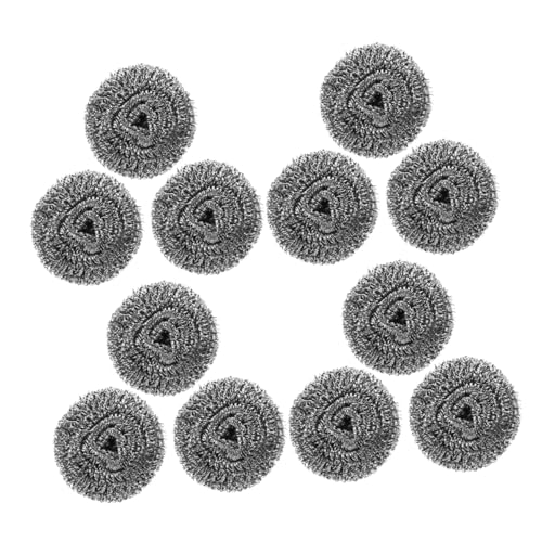 KOMBIUDA Ergonomic Handle Metal Dish Brush 12 Pcs Steel Scrubbers for Removal Cookware