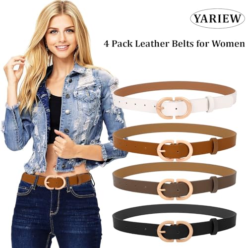 YARIEW 4 Pack Leather Belts for Women Women's Belts for Jeans Pants Stretchy Belt for Women Fashion Ladies Dress3