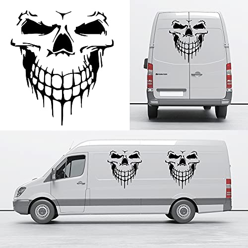Image of Skull Graphic Car Hood Sticker Self-Adhesive Vinyl Graphics Decals Universal Scratch Hidden Car Sticker 19.68'' x 21.65'', Black