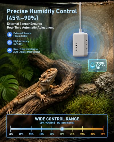 Image of 1.32 Gal / 5L Reptile Fogger Humidifier with Dual Hose, Remote Control, Humidity Sensor & Auto Humidity Control, Terrarium Mister for Reptiles, Amphibians, Plants, Grow Tent & Greenhouse